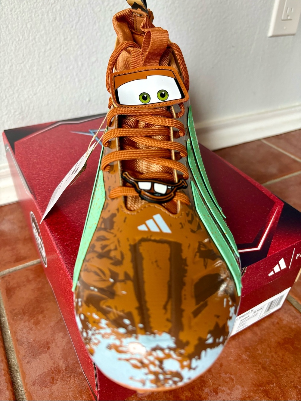 Size 13 - Adidas Pixar Cars Mater Adizero Impact II Mid Football Cleats KJ2865 - Picture 7 of 14